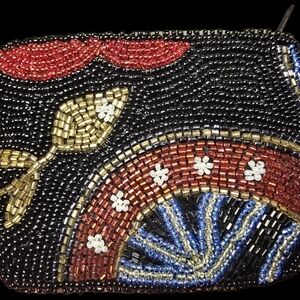 Luxurious Black and Gold Beaded Wristlet